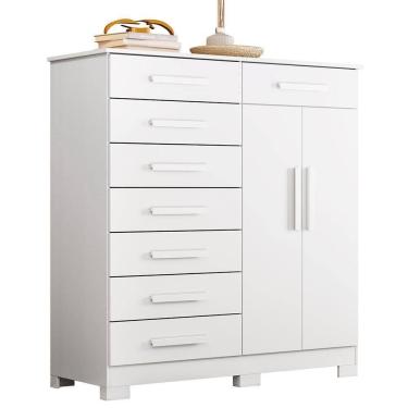 Imagem de Cômoda Verona 2 Portas E 8 Gavetas Branco - Móveis Albatroz Branco