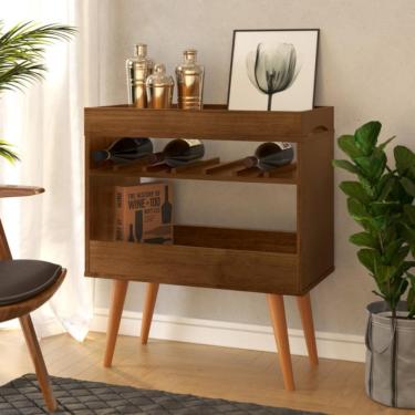 Imagem de Aparador Café Drink Adega Suporte para Taças e Vinhos c/ Pés em Madeira Pinus Canela