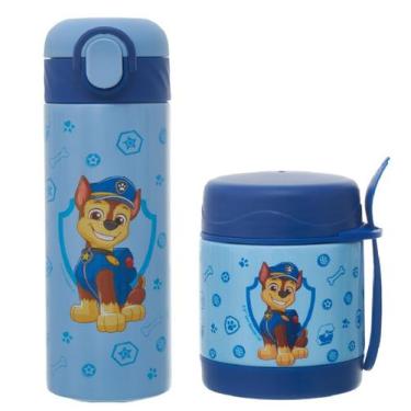 Imagem de Kit Garrafa e Pote Térmico Infantil Aço Inox Patrulha Canina Chase - P