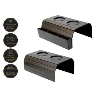 Imagem de Esteira Bandeja Porta Copo De Sofá Com Porta Controle Kit 2 Peças Supo