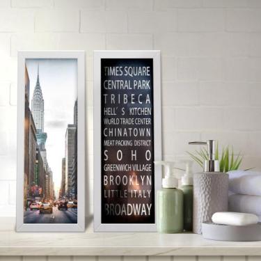 Imagem de Kit 2 Quadros Decorativos Lavabo Cidade Times Square Broadway Big Ben 