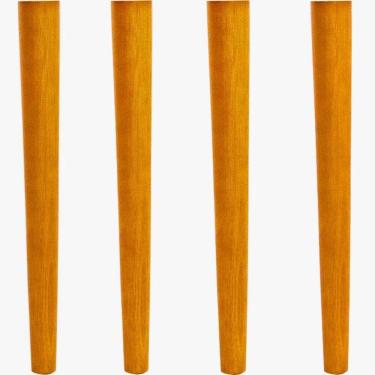 Imagem de Kit 4 Pés Palitos 40cm Mel Verniz Madeira para Móveis Poltronas Chapas de Fixação