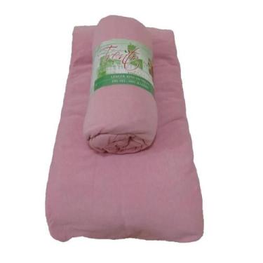 Imagem de Lençol Casal Camitalia 100% Algodão Cor Rosa Fio 30/1 Com Elástico Lin