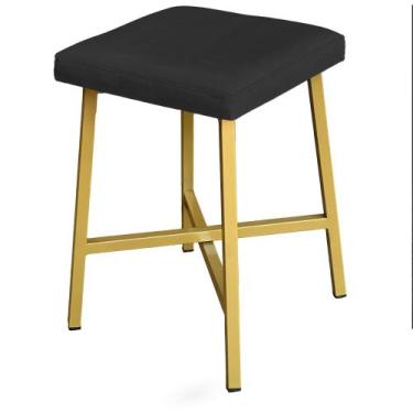 Imagem de Puff Banco Iron Com Base De Ferro Gold Decorativo Para Sala - Anifer, 