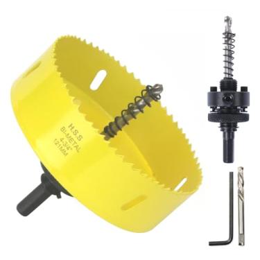 Imagem de JIECHENG Serra Copo De 4-3/4" Para Madeira, Metal Macio, Drywall, Gesso Cartonado E Compensado, Serra Copo Bimetálica De 121 Mm Com Mandril De Mandril