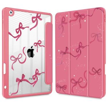 Imagem de May Chen Capa traseira transparente para iPad 9ª geração com suporte para lápis, iPad 8ª/7ª geração de 10,2 polegadas, [suporte de caneta] Suporte com três dobras para despertar/hibernar, capa