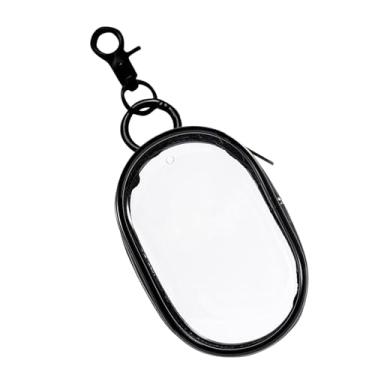 Imagem de Bolsa organizadora de cabos de viagem – bolsa de armazenamento com mosquetão, porta-moedas, capa de fone de ouvido com zíper duplo para fone de ouvido, fones de ouvido, acessórios pequenos, Preto