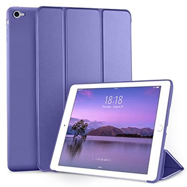 Imagem de DTTO Capa para iPad Air 2 (lançado em 2014), capa inteligente ultrafina e leve com suporte triplo com capa traseira de TPU macio flexível para Apple iPad Air 2 (modelo A1566/A1567), lavanda