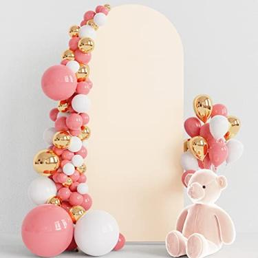 Imagem de Wokceer Capa Para Arco De Casamento 5 Pés, Spandex, Suporte Ajustável, Topo Redondo, Chiara, Cenário Festa Aniversário, Cerimônia, Banquete, Decoração Bege