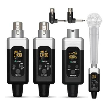 Imagem de VEDO Conversor Microfone Sem Fio,48v/0V Uhf Transmissor Receptor,Alcance de 30 metros, 30 canais ajustáveis,XLR Sistema de microfone sem fio para todos os tipos de microfone