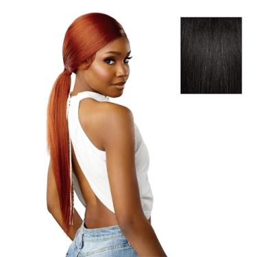 Imagem de Sensationnel Dashly Lace Front Wig - Unit 51 Low Ponytail Wrap Style Hand Tied Laceparting Ear to Ear Synthetic (1B OFFBLACK)
