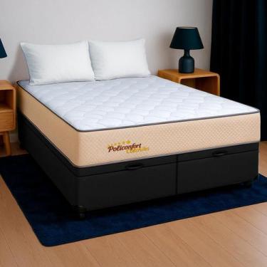Imagem de Cama Baú Queen Preto+Colchão Sono Terapia D33 PoliConfort