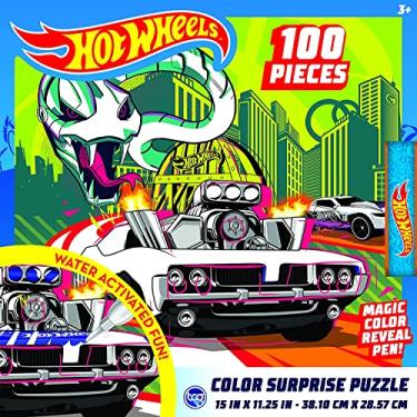 Imagem de TCG Toys Hot Wheels - Quebra-Cabeça Color Surprise Com 100 Peças Magic Water Reveal E Caneta Inclusa. Ótimo Presente De Aniversário Para Meninos Meninas!