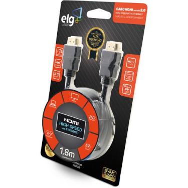 Imagem de Cabo HDMI 2.0, ELG, HS1018, 1,8m, 4K, Conectores Banhados a Ouro 24K, 
