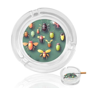 Imagem de Cinzeiro de vidro de cristal Atlas de insetos, cinzeiro redondo para fumar de vidro resistente, portátil, decorativo, moderno, para uso em casa, escritório, interior, exterior, pátio