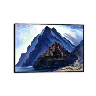 Imagem de Famosas impressões de arte de parede de Adolf Erbsloh - torre - Reproduções de pinturas em tela - Quadro emoldurado Pôster giclee decoração de parede 60 x 84 cm (23,7 x 33,0 pol) moldura preta