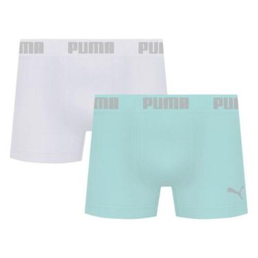 Imagem de Kit 2 Cuecas Puma Boxer Sem Costura Masculina, Branco, Verde, M