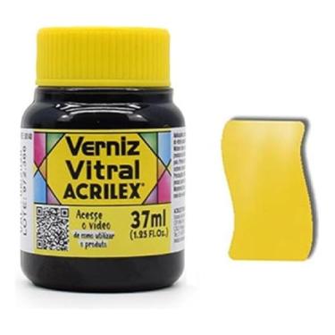 Imagem de Verniz Vitral Para Artesanato Acrilex 37ml Escolha A Cor Perfeito para Copos Garrafas Vaso Outras Perfeito para Copos Garrafas Vasos e Outras Ele Transforma Suas Peças Em Verdadeiras Obras De Arte, Simulando (Amarelo Ouro 505)