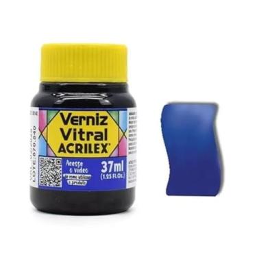 Imagem de Verniz Vitral Para Artesanato Acrilex 37ml Escolha A Cor Perfeito para Copos Garrafas Vaso Outras Perfeito para Copos Garrafas Vasos e Outras Ele Transforma Suas Peças Em Verdadeiras Obras De Arte, Simulando (Azul Cobalto 502)