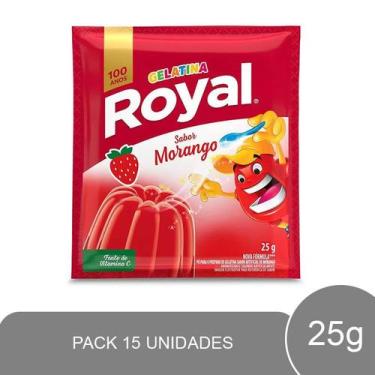 Imagem de Pack com 15 Envelopes de Gelatina em Pó Royal Morango 25g - Mondelez