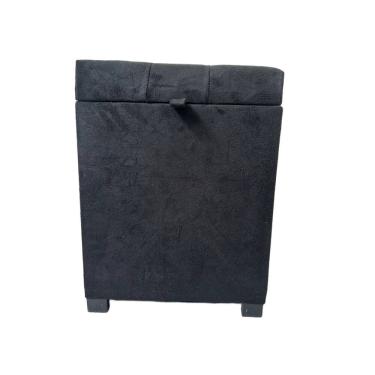 Imagem de Puff Baú Siena 36x36x47 em Suede Preto – Elegância e Conforto
