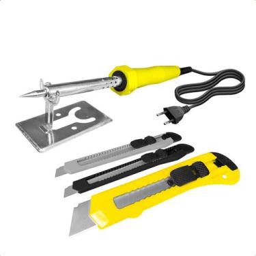 Imagem de Ferro Solda 30W 127V Elétrico Com Kit 3 Estilete Profissional - Starto
