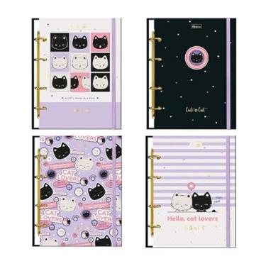 Imagem de CADERNO COLEGIAL ARGOLADO CRIATIVO CUTE CAT