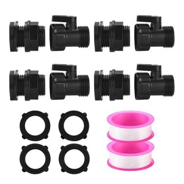 Imagem de Válvula de desligamento de mangueira de jardim de 3/10.2 cm, pacote com 4, com encaixe de anteparo de 3/4 3/4 polegadas, kit de torneira de barril de chuva. Adequado para barris de coleta de água da
