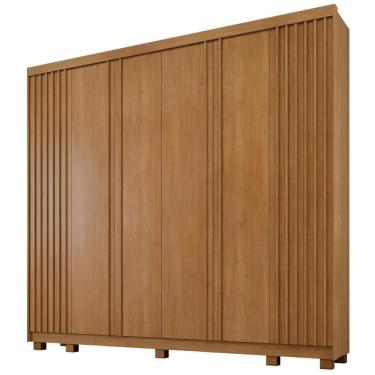 Imagem de Guarda Roupa Arezzo 6 Portas Ripado 6 Gavetas 12 Prateleiras Cinamomo