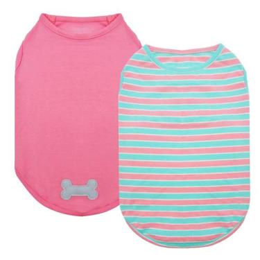 Imagem de Dog Apparel KYEESE Medium Dogs, pacote com 2 camisetas listradas