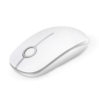 Imagem de Mouse sem fio Vssoplor 2.4G Slim Portable para PC branco/prata