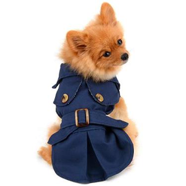 Imagem de PAIDEFUL Casaco para cães pequenos, meninas, meninos, à prova de vento, moda ocidental, agasalho, outono, inverno, roupas para cachorros, chihuahua yorkie, azul-marinho, tamanho G