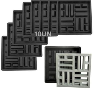 Imagem de Kit 10u Forma p Fabricar Artefato Concreto Bloco Janela Moderna 39x39x