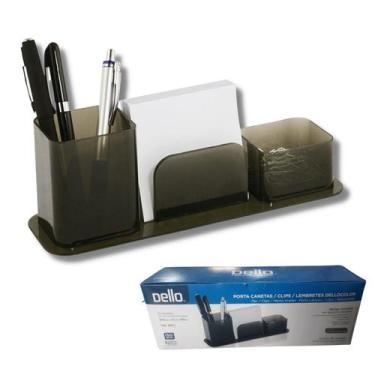 Imagem de Organizador de Mesa Porta Canetas Clips Lembrete Cor Fume Dello Ideal 