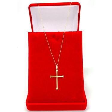 Imagem de Corrente De Ouro 18k Masculina 70cm Corrente Com Pingente Cruz - DR Jo