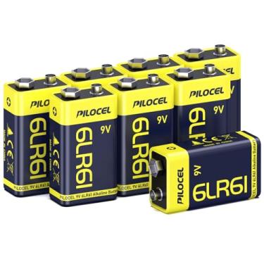 Imagem de PILOCEL Baterias de 9 V, bateria alcalina de 9 volts, bateria de 9 V de longa duração para detector de fumaça, vida útil de 10 anos, longa duração, pacote com 8.