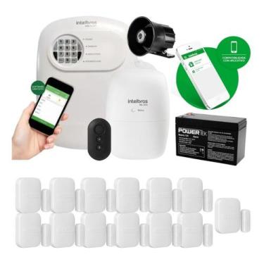 Imagem de Kit Alarme Sem Fio Intelbras ANM 24 NET com 13 Sensores e Módulo de Au