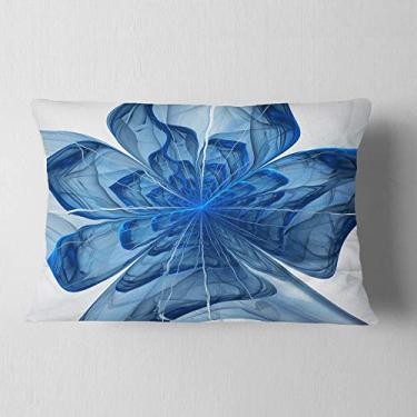 Imagem de Designart Flor fractal azul com pétalas grandes florais, sala de estar, sofá, enchimento de almofada + capa de almofada impressa em ambos os lados 30,5 x 50,8 cm