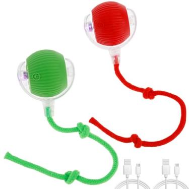 Imagem de ZJRDYYK Bola elétrica para cães com rolagem automática, bola mastigável para cães, bola interativa para cães, bola de brinquedo interativa para gatos em ambientes internos, bola de brinquedo para cães