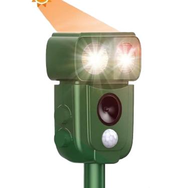 Imagem de Repelente solar ultrassônico de animais, dissuasor de gatos ao ar livre com sensor de movimento, repelente de raposa à prova d'água, controle de pragas humano para cães, ratos e pássaros (1 unidade