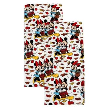 Imagem de Best Brands Consumer Products Inc. Toalha de cozinha 100% algodão Mickey e Minnie, pacote com 2, toalhas de cozinha decorativas macias e absorventes perfeitas para secar pratos e mãos - lavável na