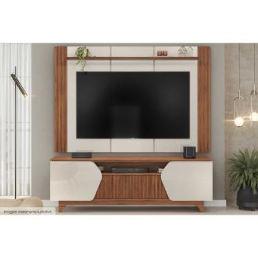 Imagem de Home p/ TV até 75 Pol Helo c/ 4 Portas Off White/Freijó - DJ Móveis