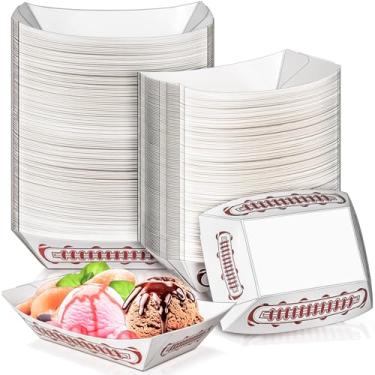 Imagem de MotBach Pacote com 100 bandejas de papel para barco, 900 kg, decorações de futebol, lembrancinhas de festa, bandeja descartável para servir comida kraft, cesta para lanche, pipoca, hambúrguer