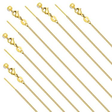 Imagem de Pacote com 10 correntes de cabo banhado a ouro para fazer joias, corrente de aço inoxidável, colar ajustável de 50 cm com contas de borracha para mulheres