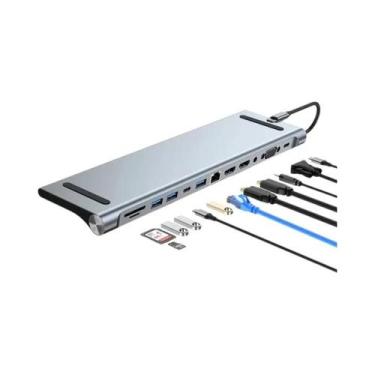 Imagem de Hub USB-C 3.0 Multiportas Com Conversor HDMI 4K, Ethernet RJ45, VGA E 