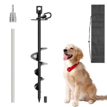 Imagem de tinnmao Estaca resistente para amarrar para cães de 30 cm, âncora espiral de metal giratória de 360° para quintal, adequada para cães grandes de até 68 kg - para acampamento ao ar livre