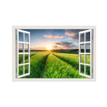 Imagem de Falsas Janelas Paisagens Impressões em Tela-sol campo-Quadro Arte Moderna-Natureza Pintura Decoração Parede 20x30cm Sem Moldura