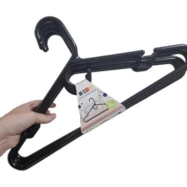 Imagem de KIT 6 Cabides Super Resistentes Preto Policarbonato Adulto Helsim