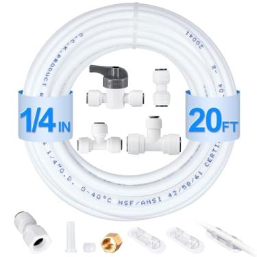 Imagem de HAOCHEN Kit de linha de água segura para máquina de gelo/geladeira, conexão de linha de água de geladeira e kit de instalação de máquina de gelo (instalação fácil) para sistemas de osmose reversa e