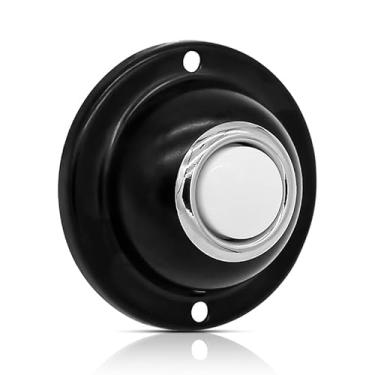 Imagem de Botão de campainha de porta, botão de campainha de metal redondo preto com fio iluminado botões de porta LED substituição campainha de ferro sólido para portas da frente de casa, luz branca